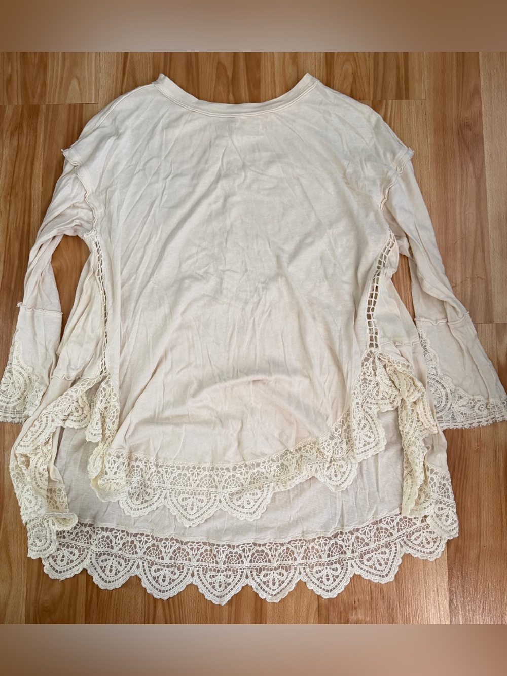 Free People Cream Lace-Edge Tunic